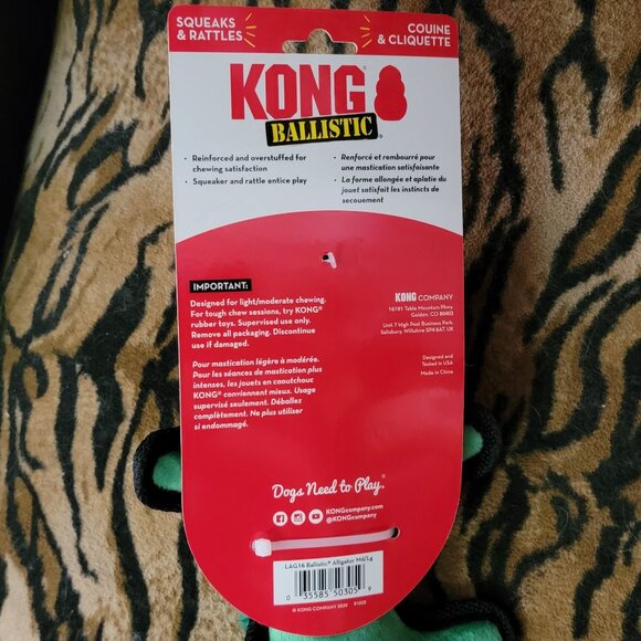 Kong Dog Toy Ballistic Alligator squeaks New! - Picture 4 of 4